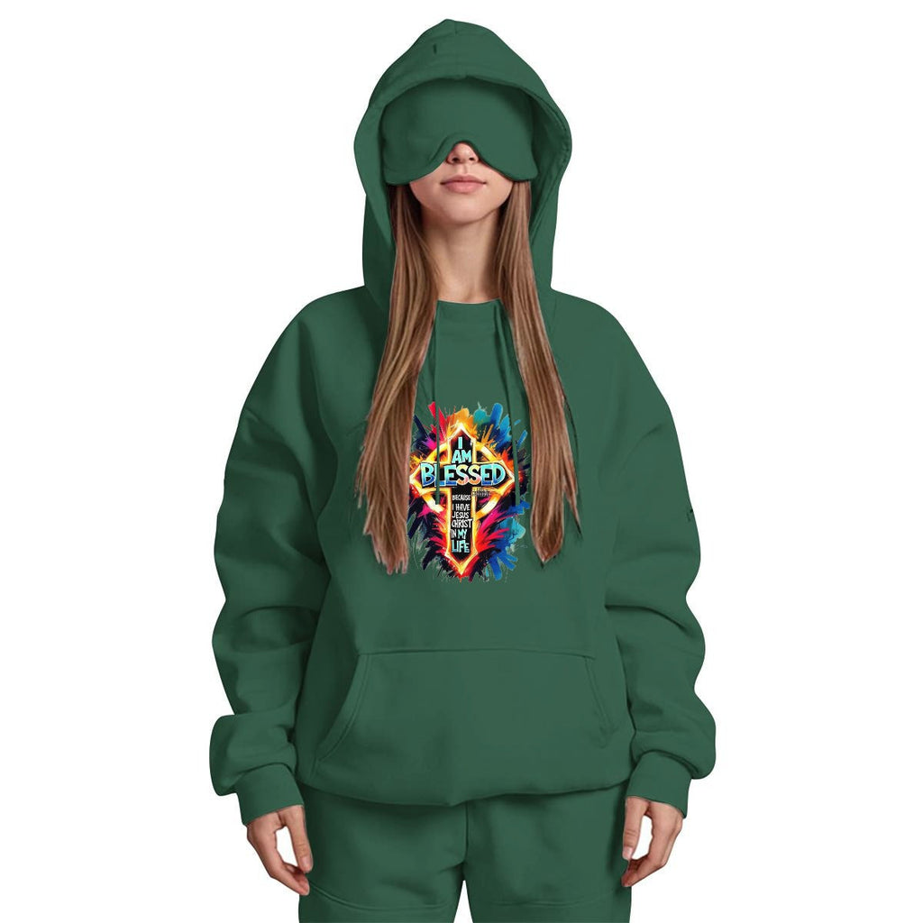 Women's Travel Nap Hoodie with Built-in Eye Mask|DTF Yoycol