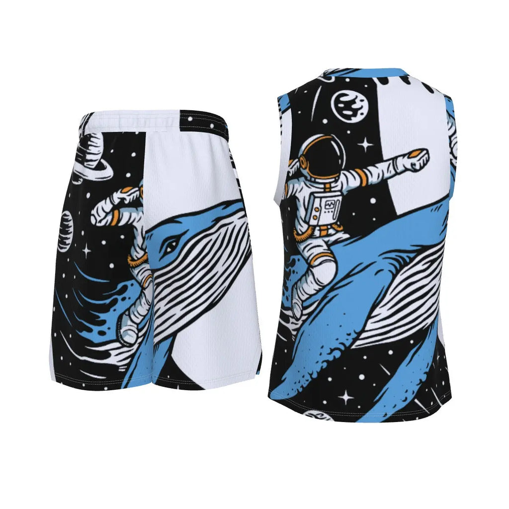 All-Over Print Men's V Neck Basketball Suit Yoycol