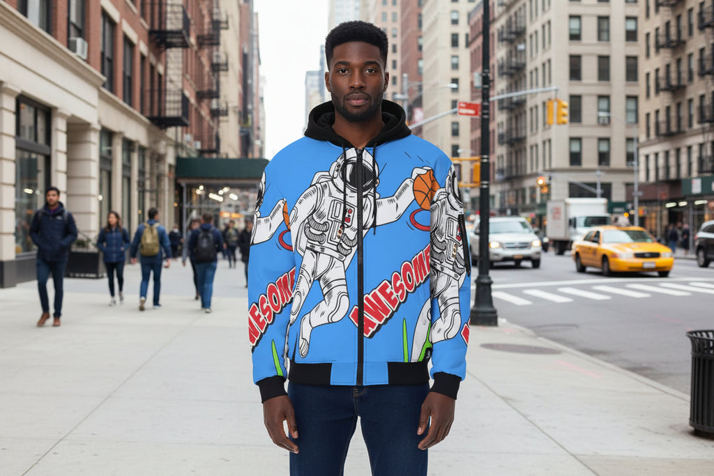 All-Over Print Men's Jacket With Sleeve Pocket