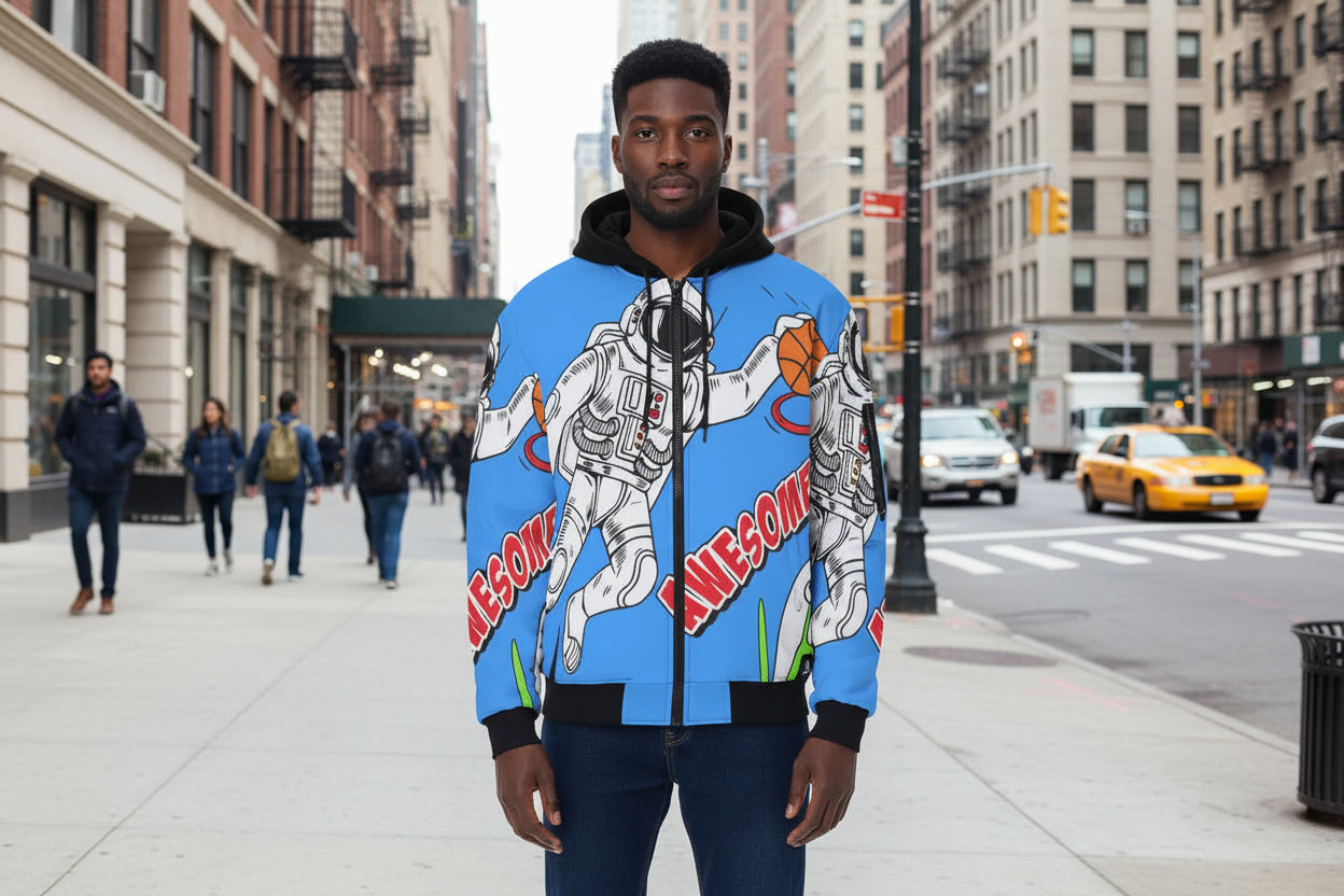 All-Over Print Men's Jacket With Sleeve Pocket