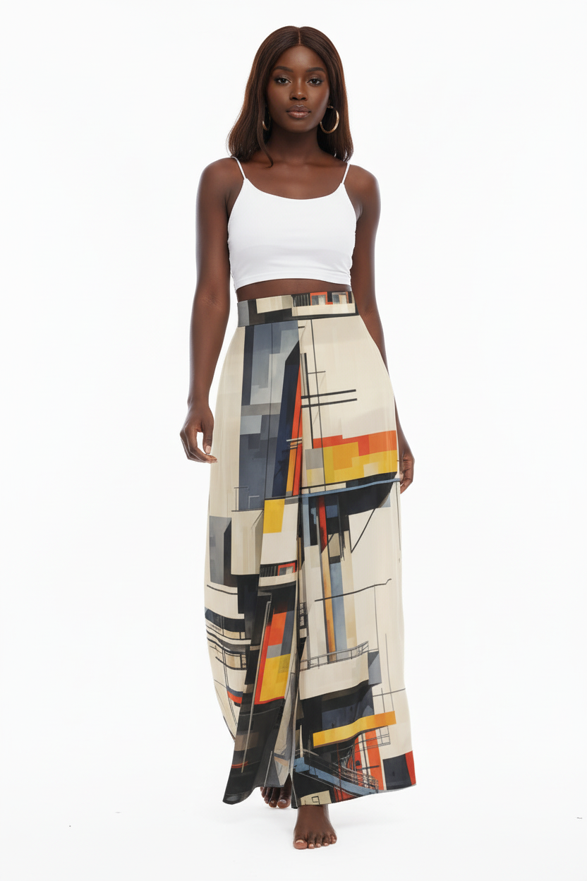 All-Over Print Women's High Waist Wide Leg Trousers Yoycol
