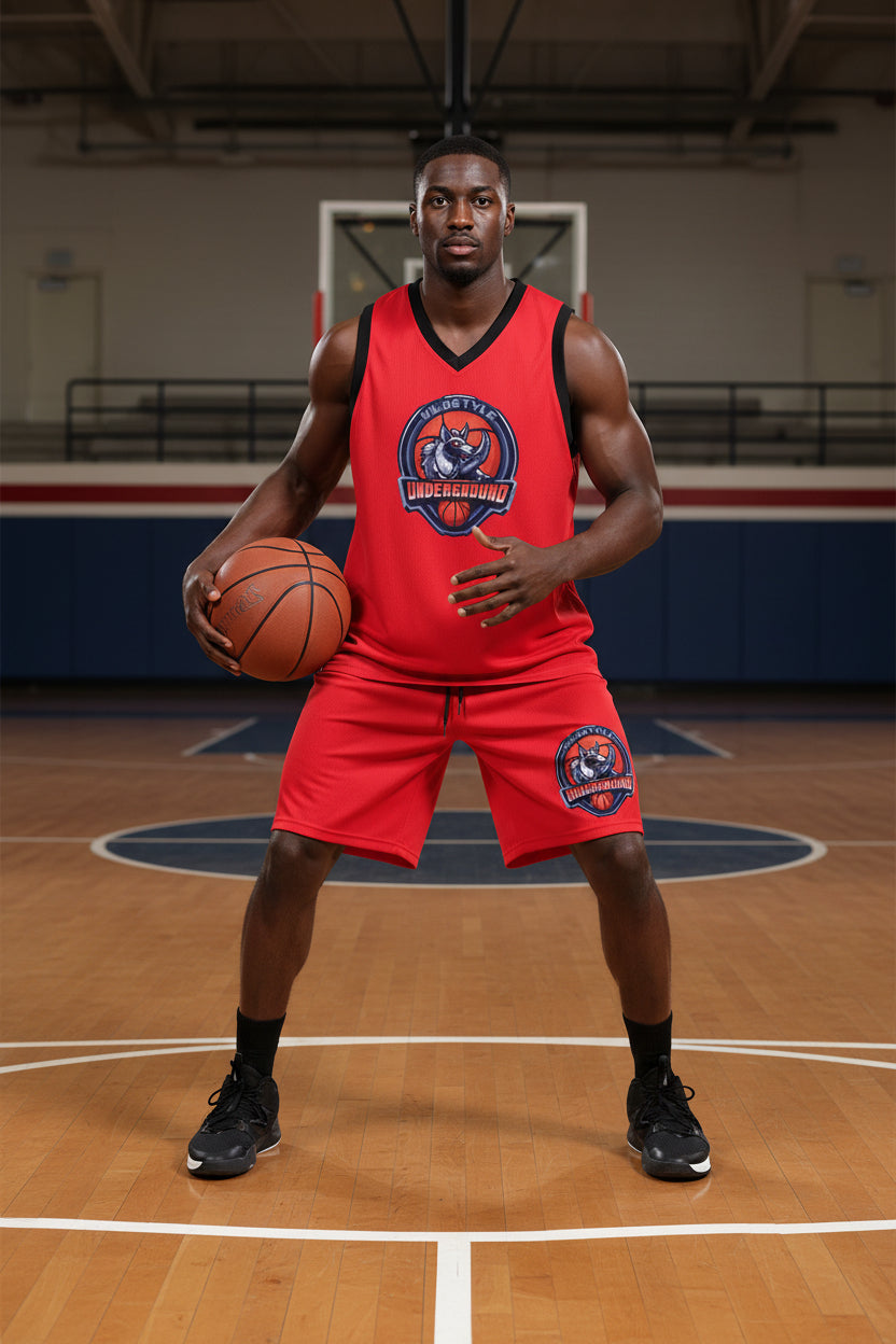 All-Over Print Men's V Neck Basketball Suit