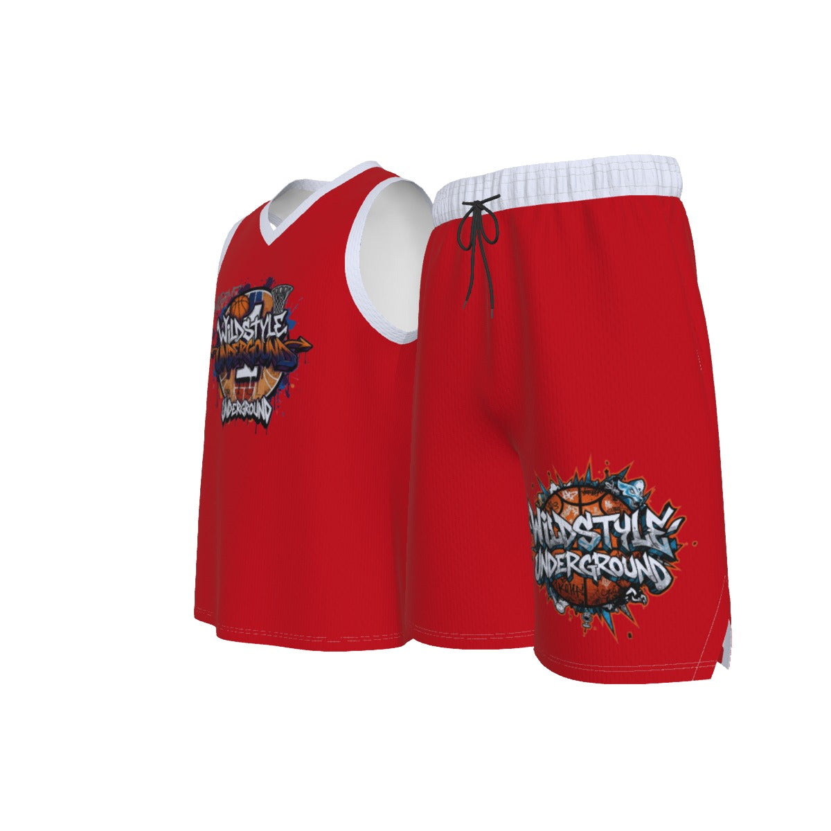 All-Over Print Men's V Neck Basketball Suit Yoycol