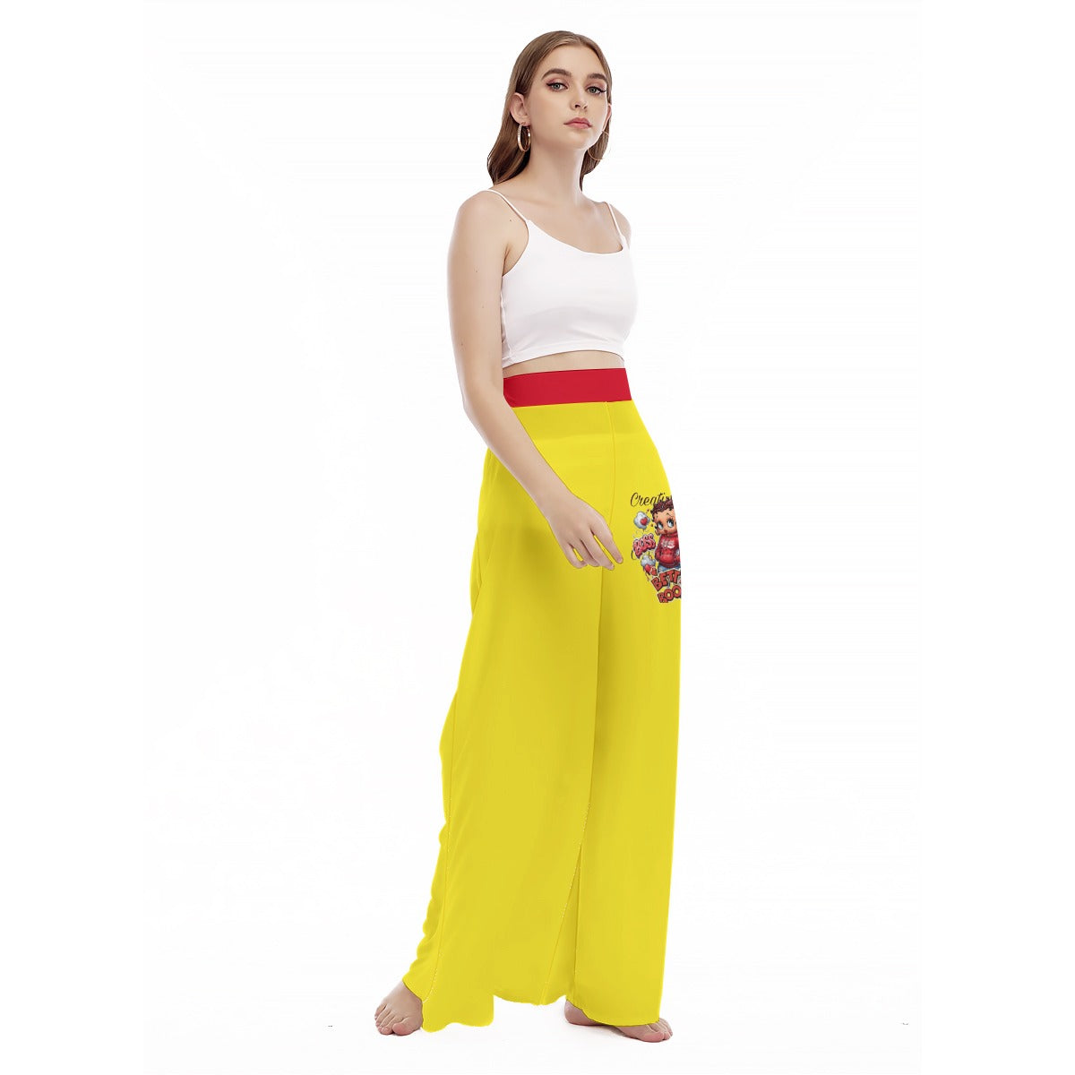 All-Over Print Women's High Waist Wide Leg Trousers Yoycol