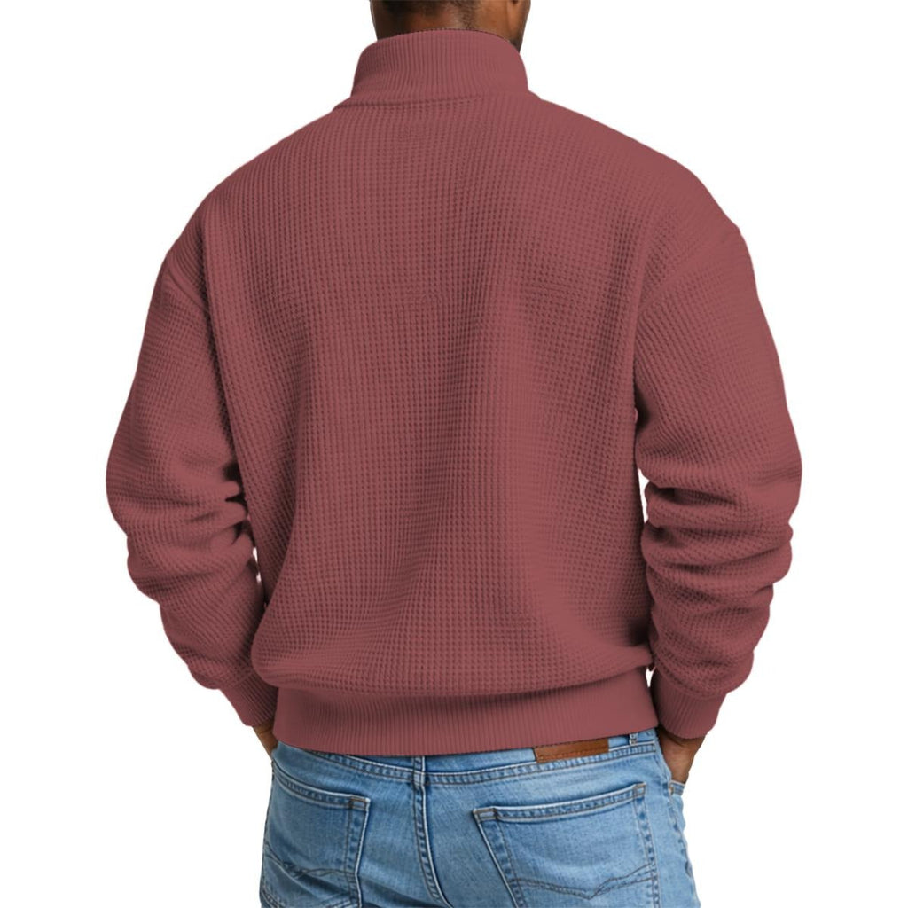 Men's Waffle Knit Casual Sweatshirt With Half Zipper|DTF Yoycol