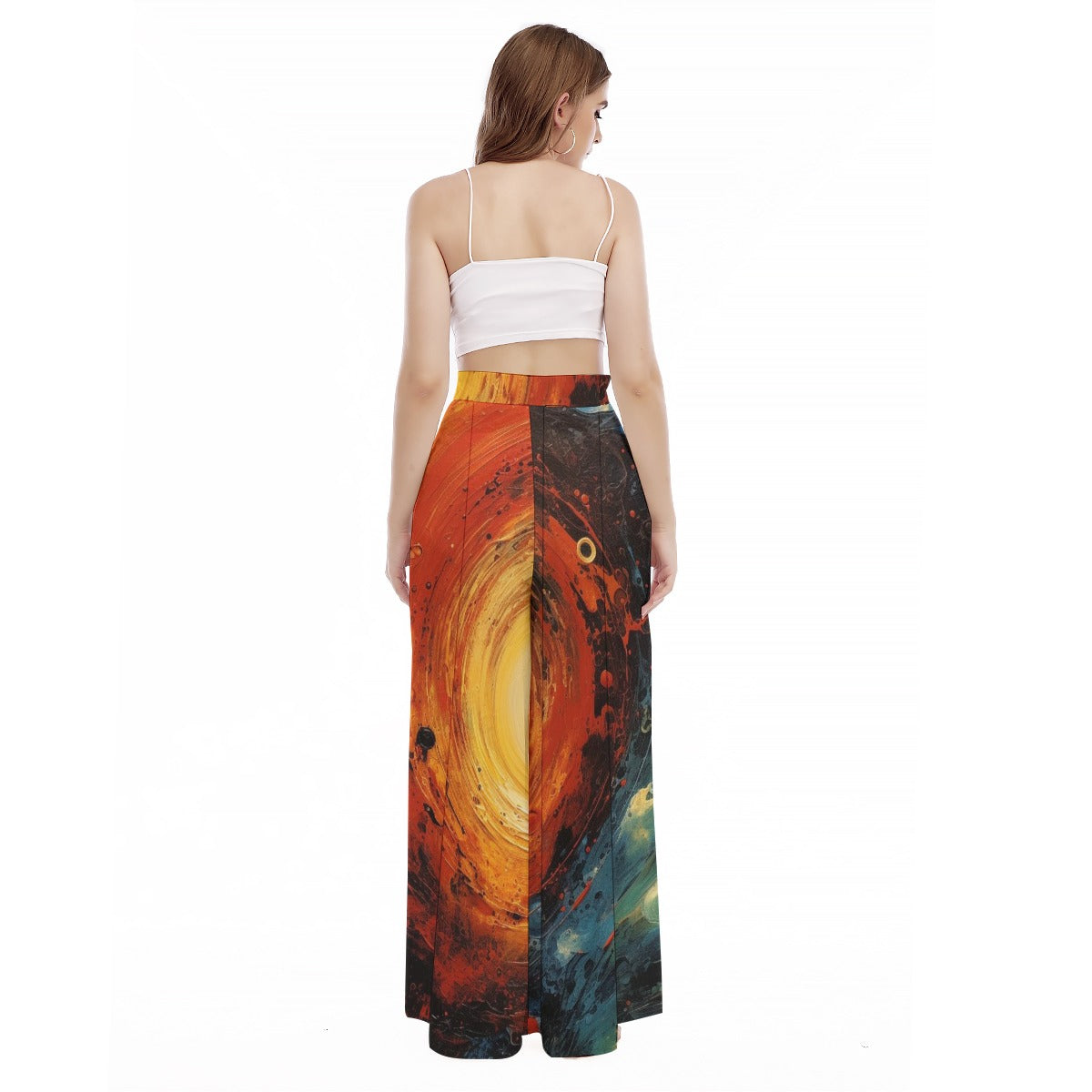 All-Over Print Women's High Waist Wide Leg Trousers Yoycol