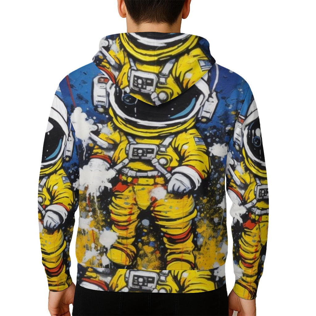 All-Over Print Zip Up Hoodie With Pocket