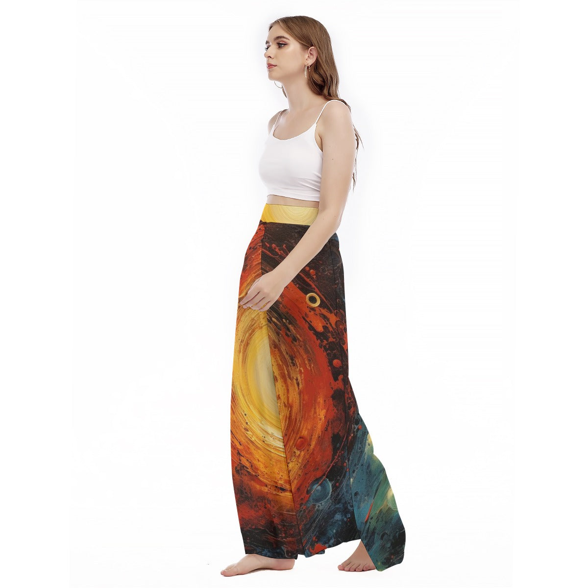 All-Over Print Women's High Waist Wide Leg Trousers Yoycol
