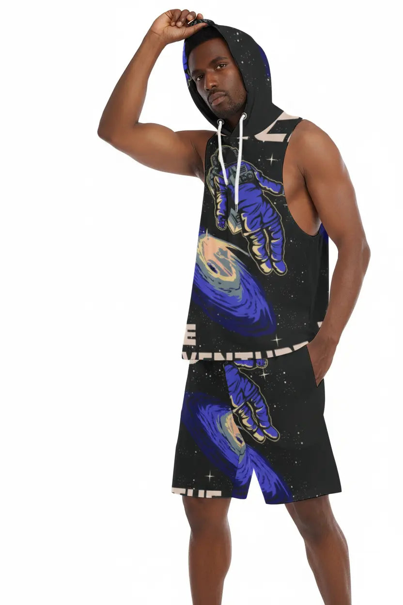 All-Over Print Men's Sleeveless Vest And Shorts Set Yoycol