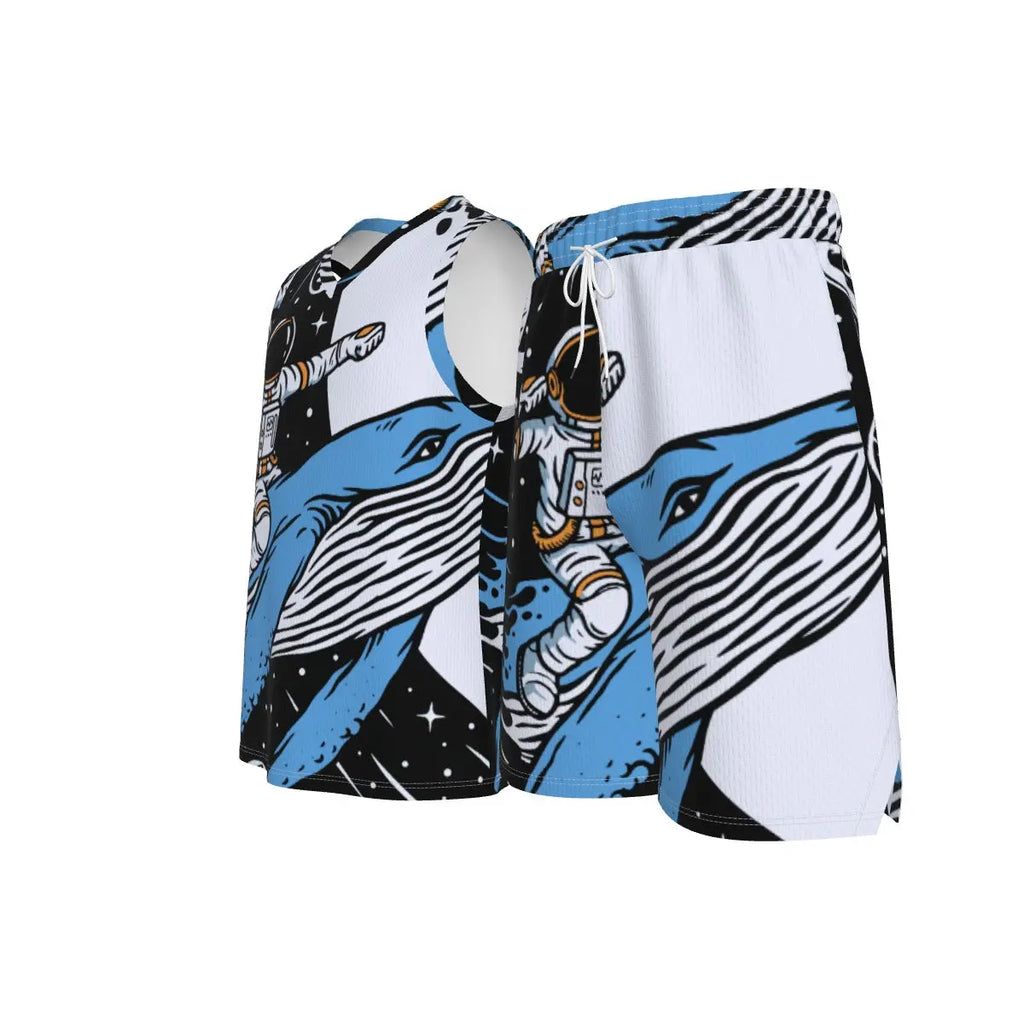 All-Over Print Men's V Neck Basketball Suit Yoycol