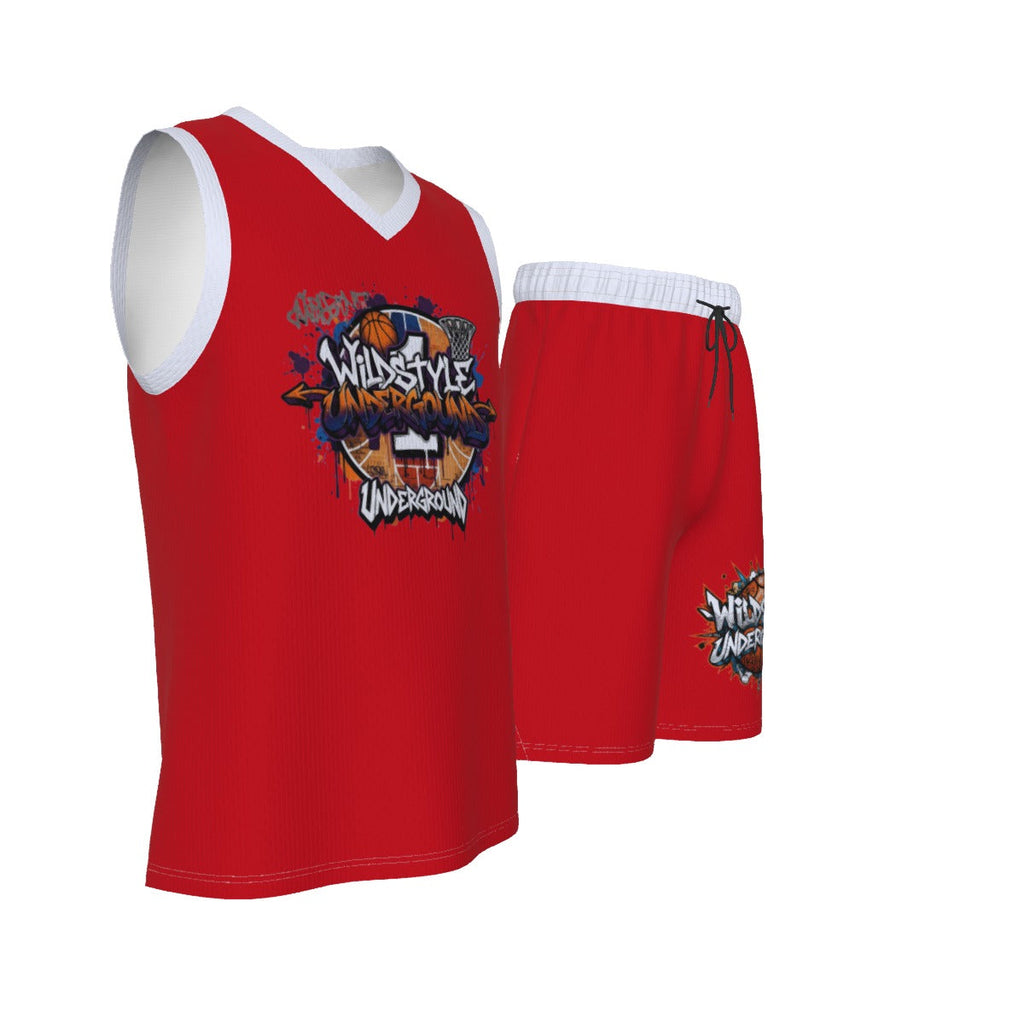 All-Over Print Men's V Neck Basketball Suit Yoycol