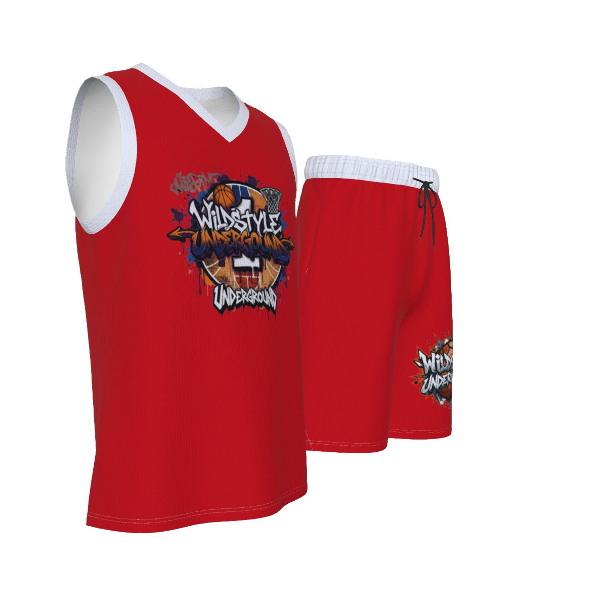 All-Over Print Men's V Neck Basketball Suit Yoycol