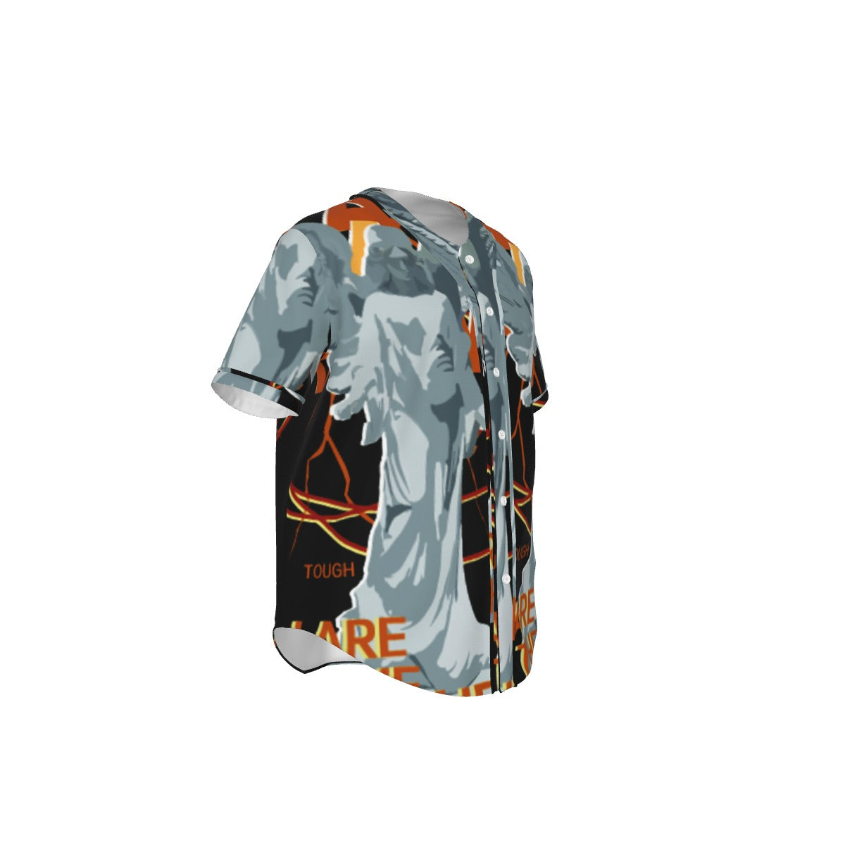 All-Over Print Men's Short Sleeve Baseball Jersey With Pinstripes