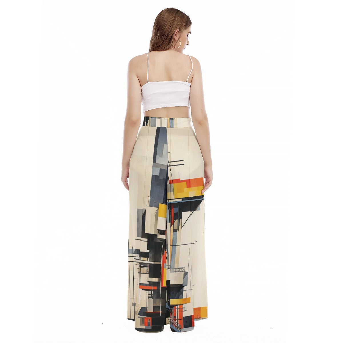 All-Over Print Women's High Waist Wide Leg Trousers Yoycol