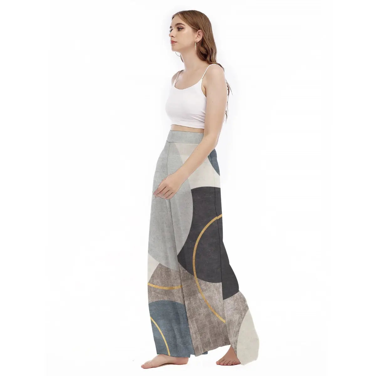 All-Over Print Women's High Waist Wide Leg Trousers Yoycol