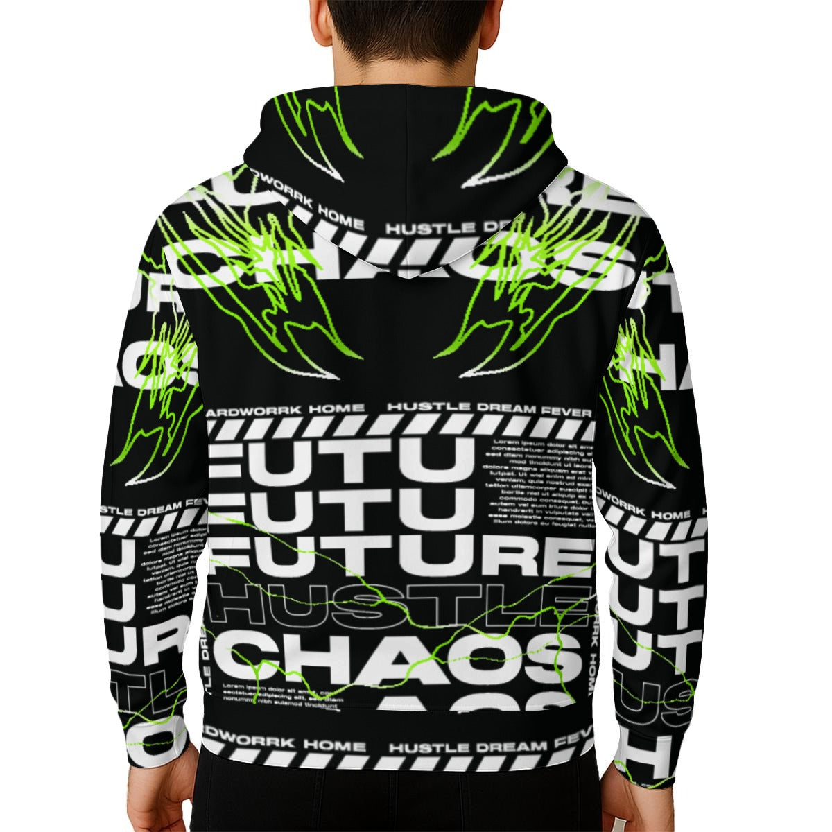 All-Over Print Zip Up Hoodie With Pocket