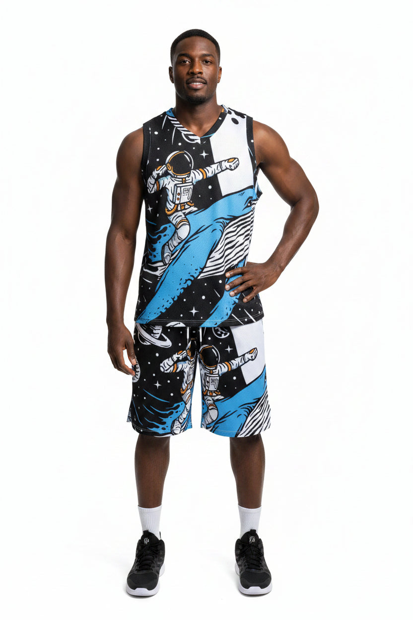 All-Over Print Men's V Neck Basketball Suit