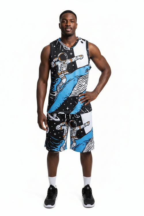 All-Over Print Men's V Neck Basketball Suit