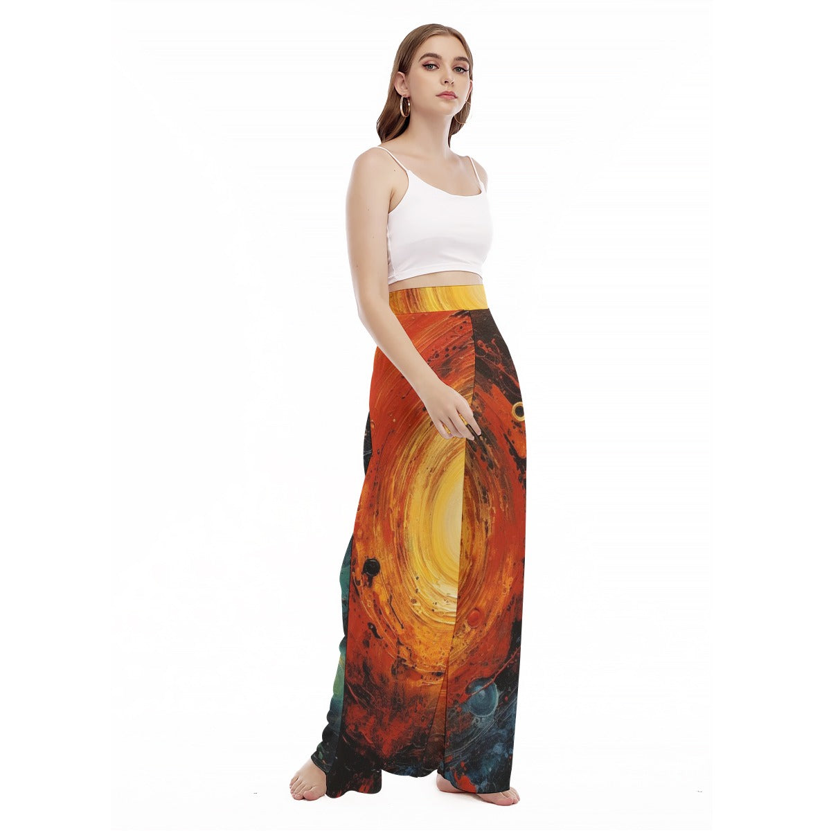 All-Over Print Women's High Waist Wide Leg Trousers Yoycol