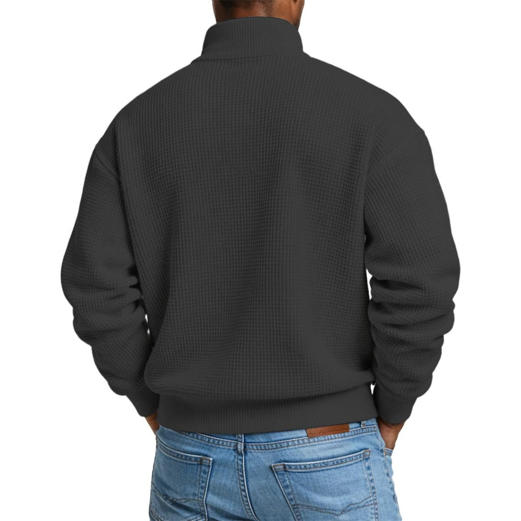 Men's Waffle Knit Casual Sweatshirt With Half Zipper|DTF Yoycol