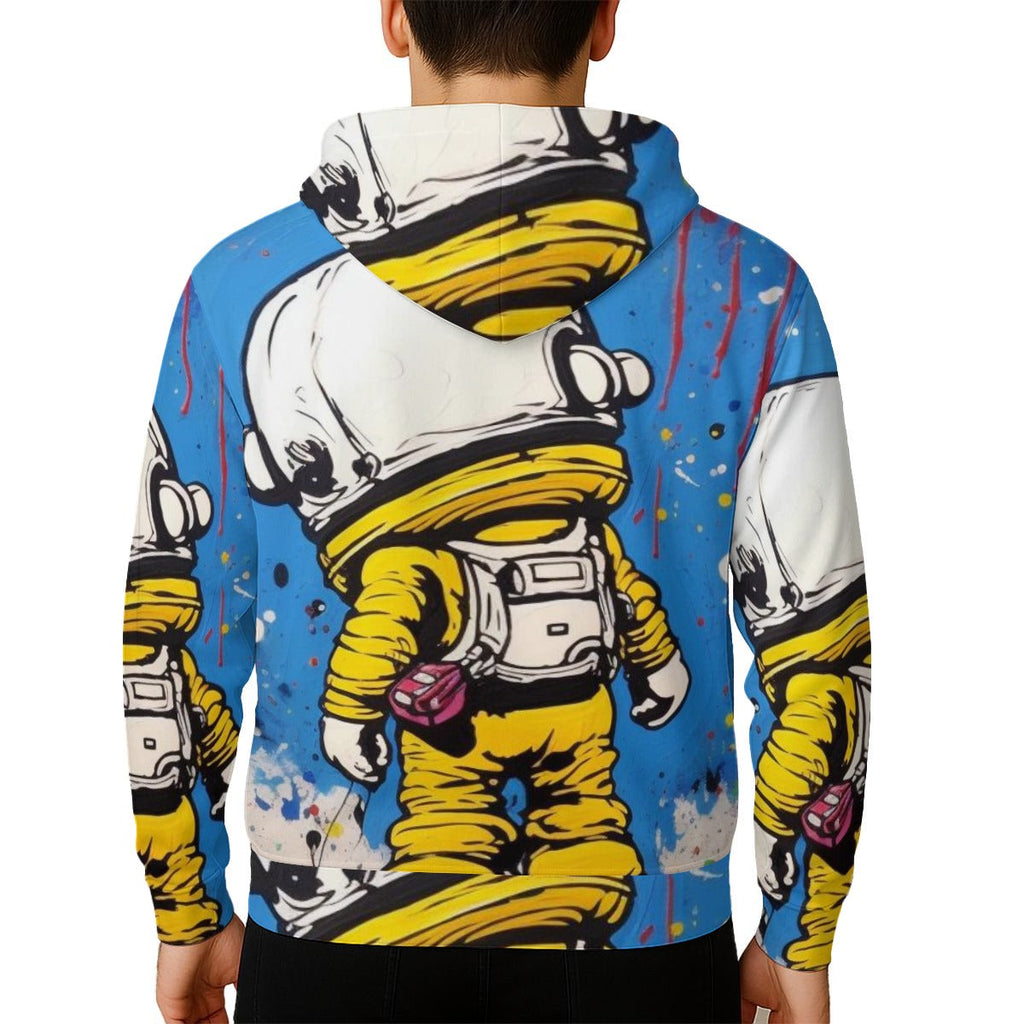 All-Over Print Zip Up Hoodie With Pocket Yoycol