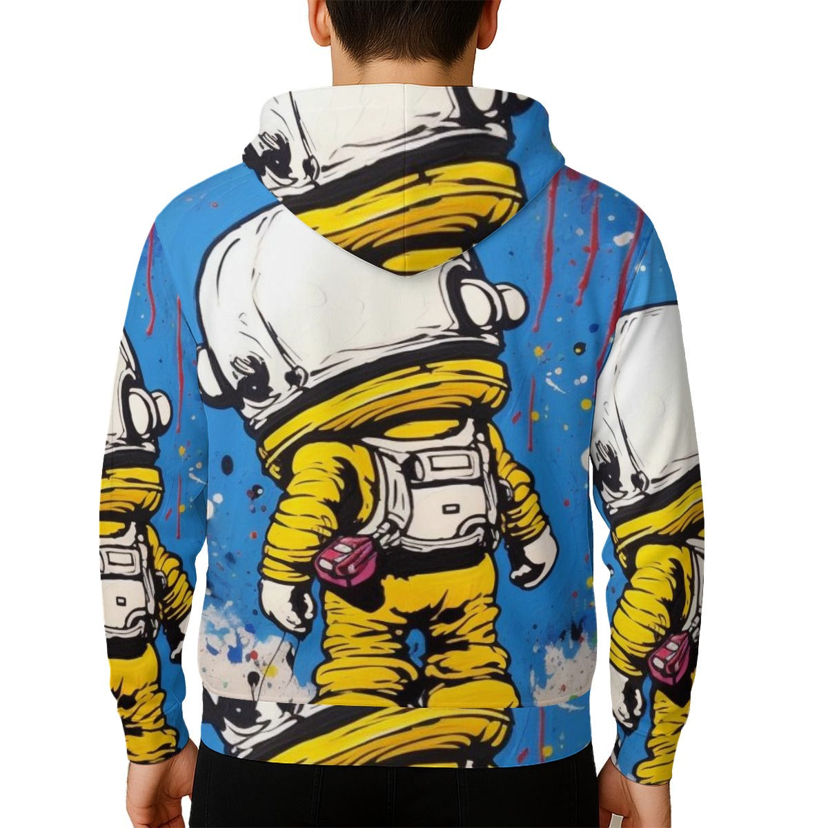 All-Over Print Zip Up Hoodie With Pocket Yoycol