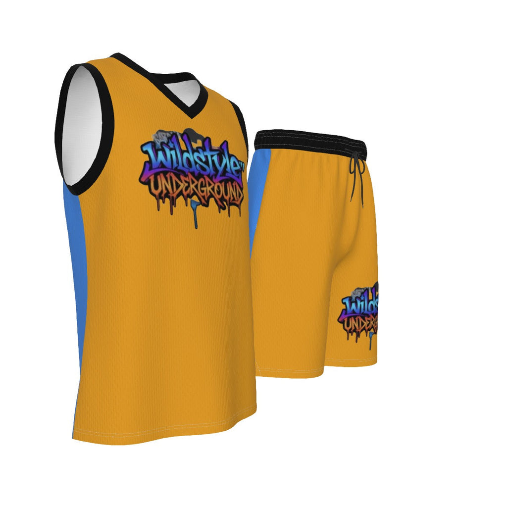 All-Over Print Men's V Neck Basketball Suit Yoycol