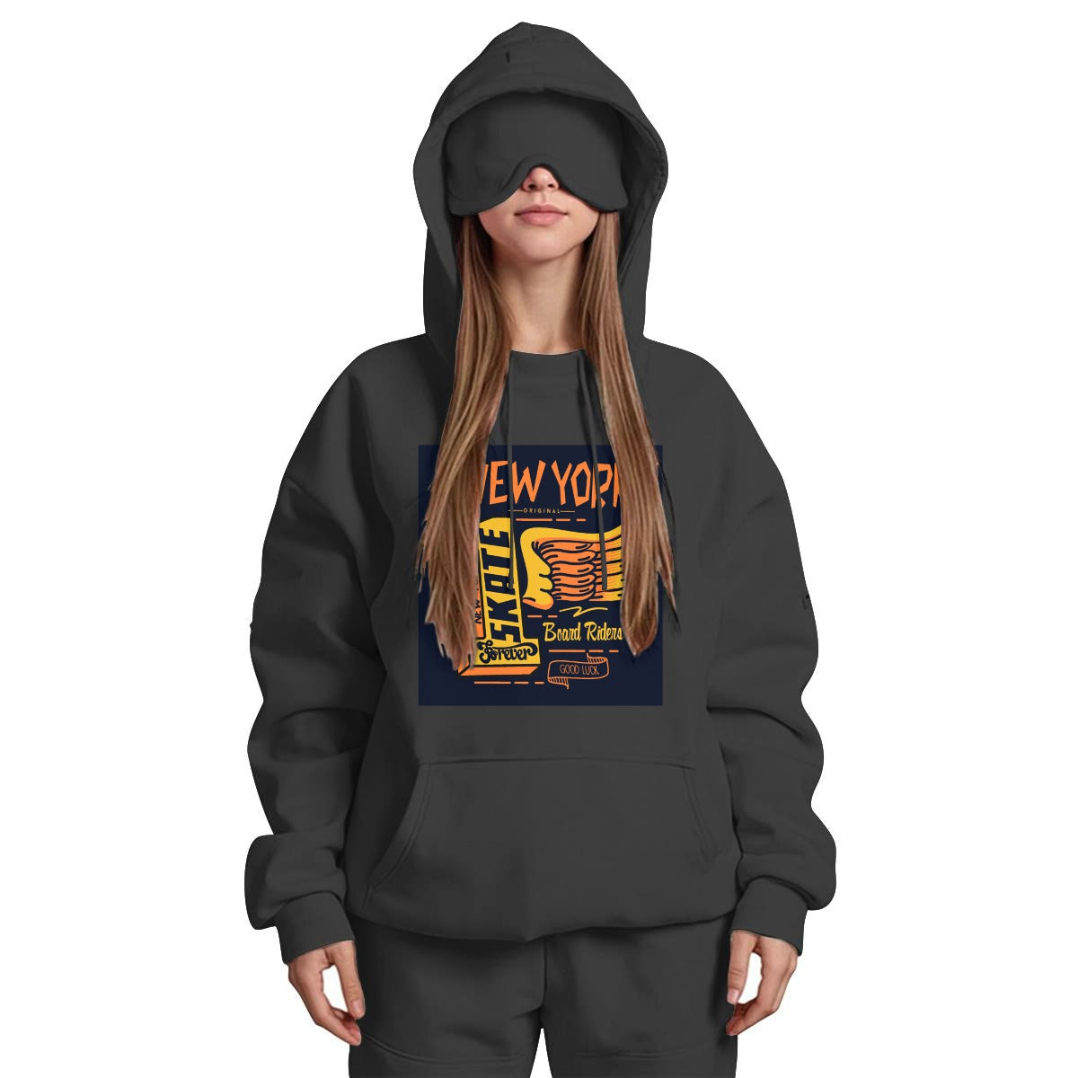 Women's Travel Nap Hoodie with Built-in Eye Mask|DTF Yoycol