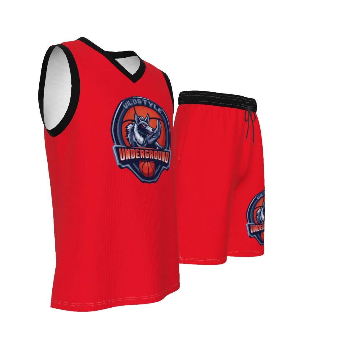 All-Over Print Men's V Neck Basketball Suit Yoycol