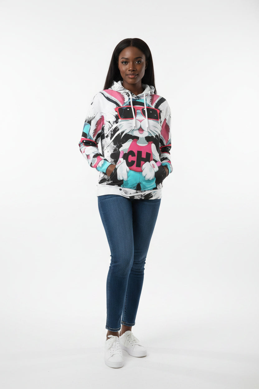 All-Over Print Women’s Hoodie With Decorative Ears