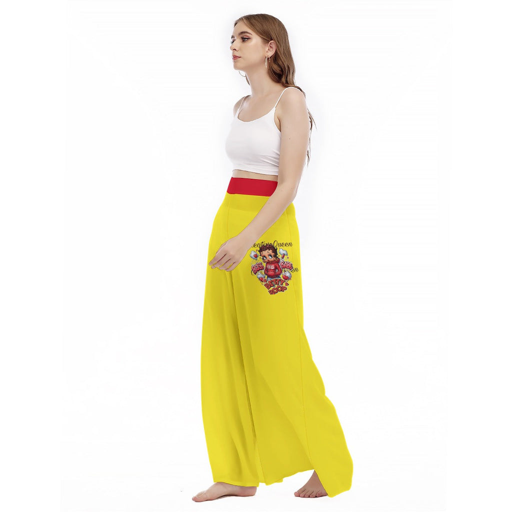 All-Over Print Women's High Waist Wide Leg Trousers Yoycol