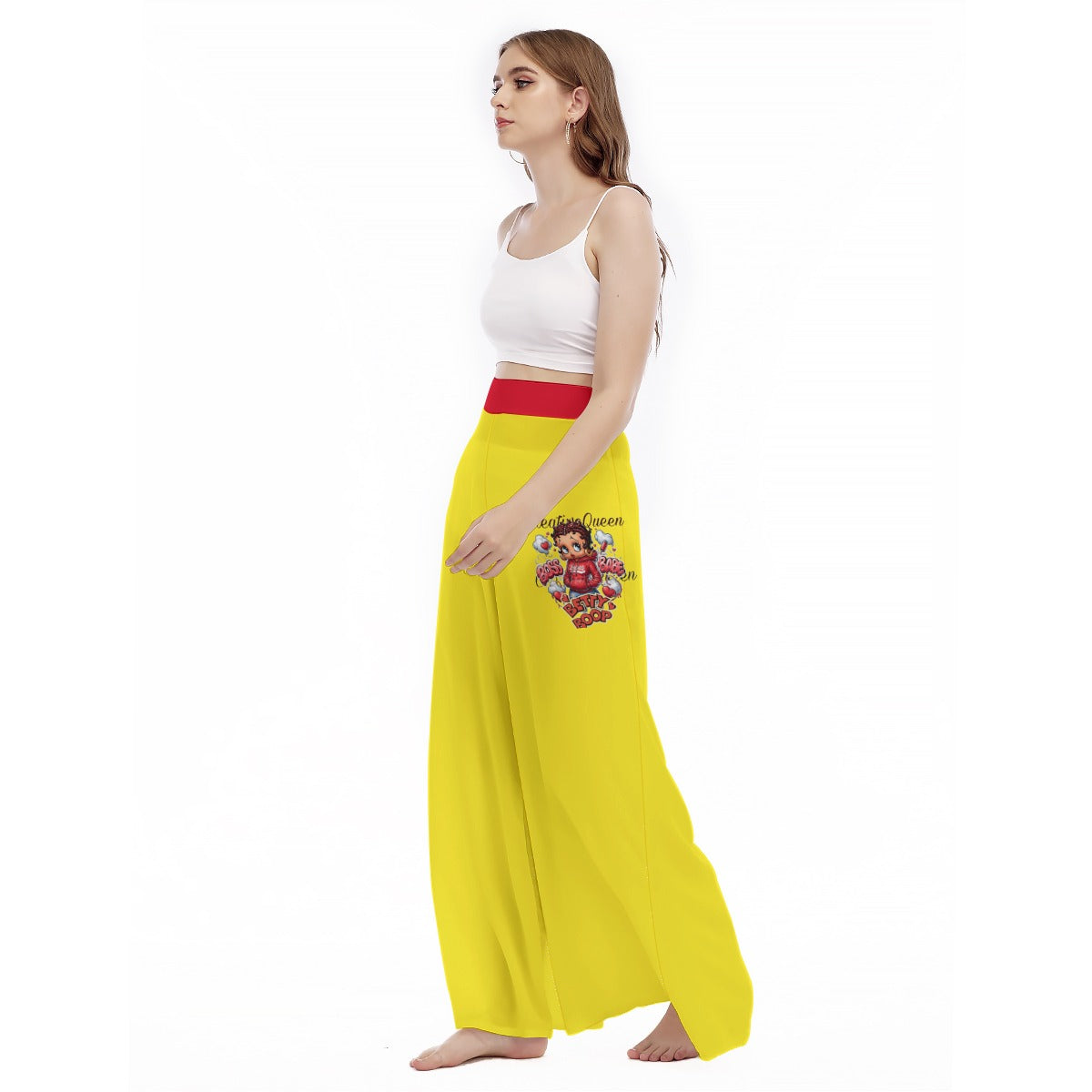All-Over Print Women's High Waist Wide Leg Trousers Yoycol