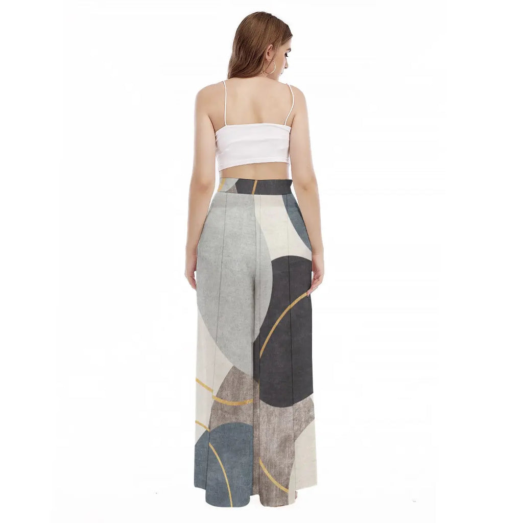 All-Over Print Women's High Waist Wide Leg Trousers Yoycol