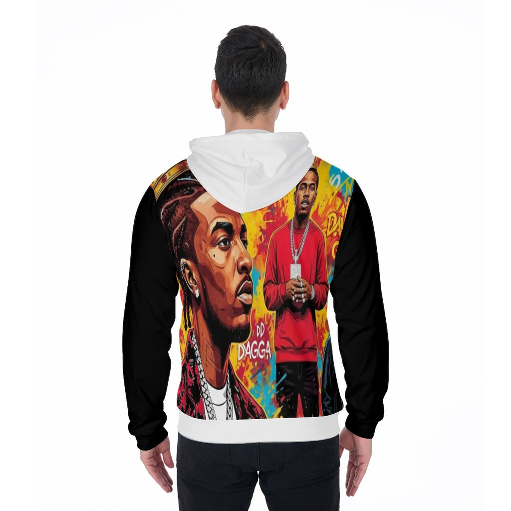 All-Over Print Zip Up Hoodie With Pocket