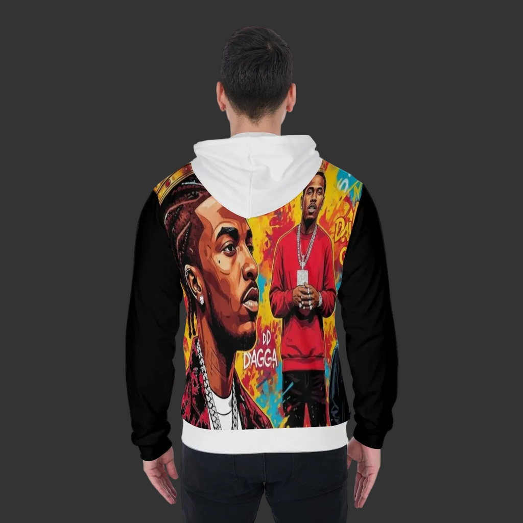 All-Over Print Zip Up Hoodie With Pocket Yoycol