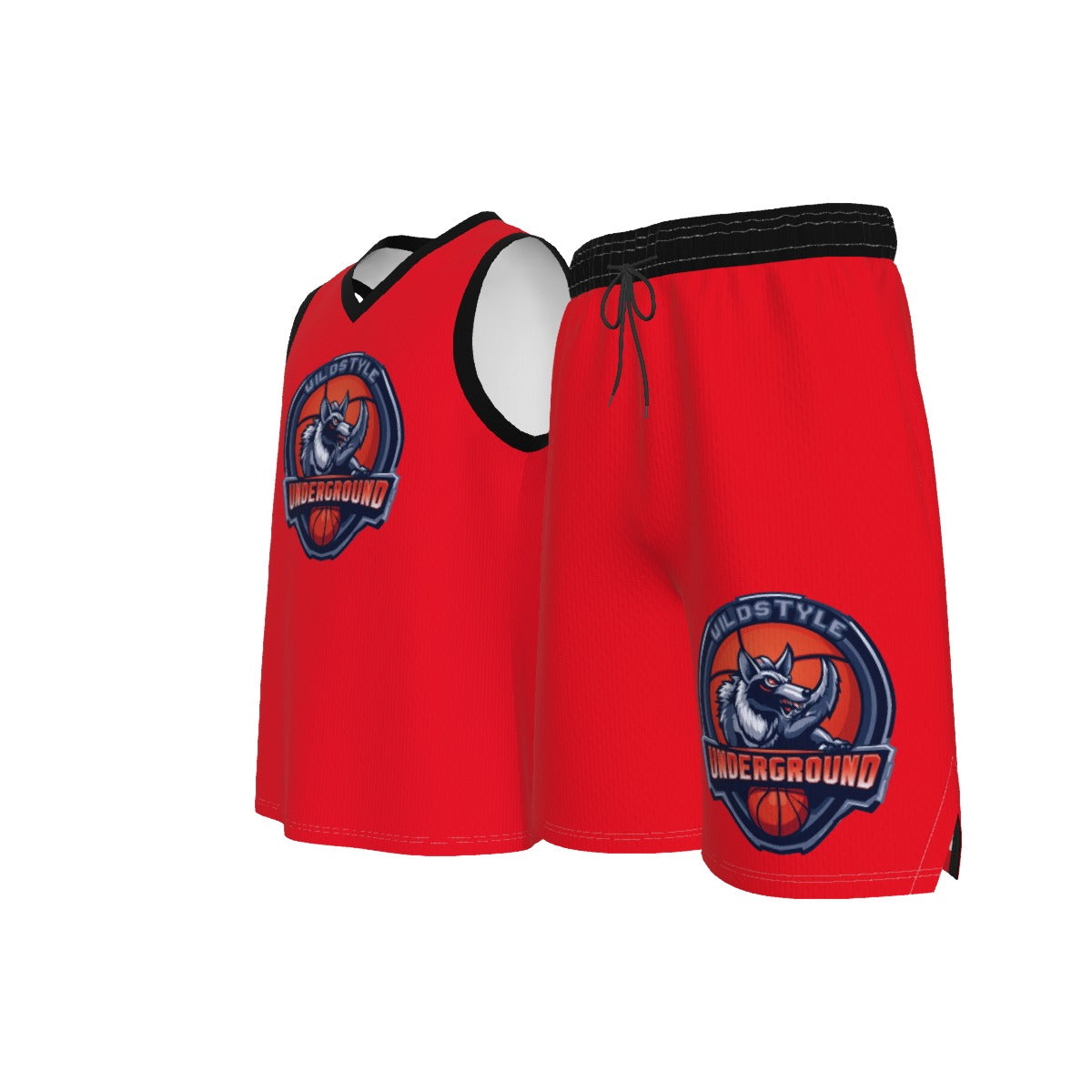 All-Over Print Men's V Neck Basketball Suit Yoycol