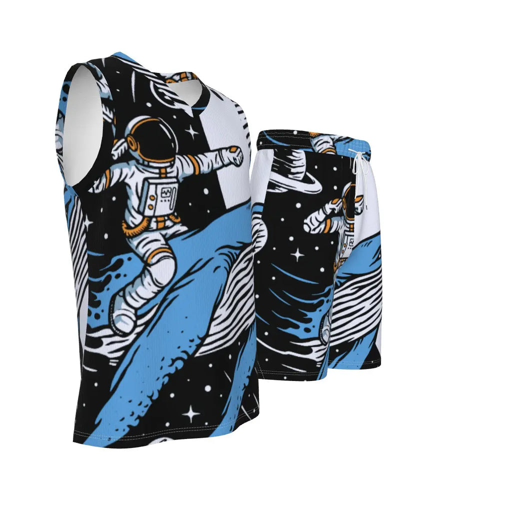All-Over Print Men's V Neck Basketball Suit Yoycol