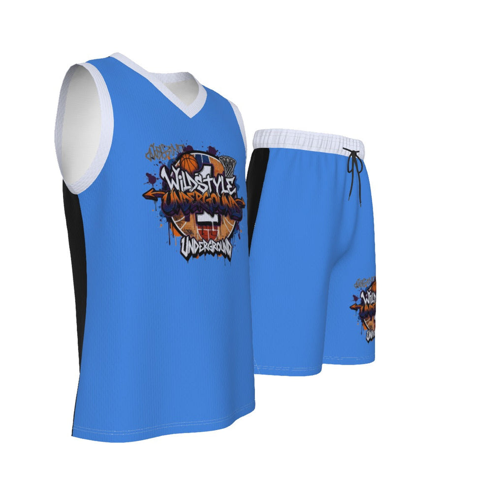 All-Over Print Men's V Neck Basketball Suit Yoycol