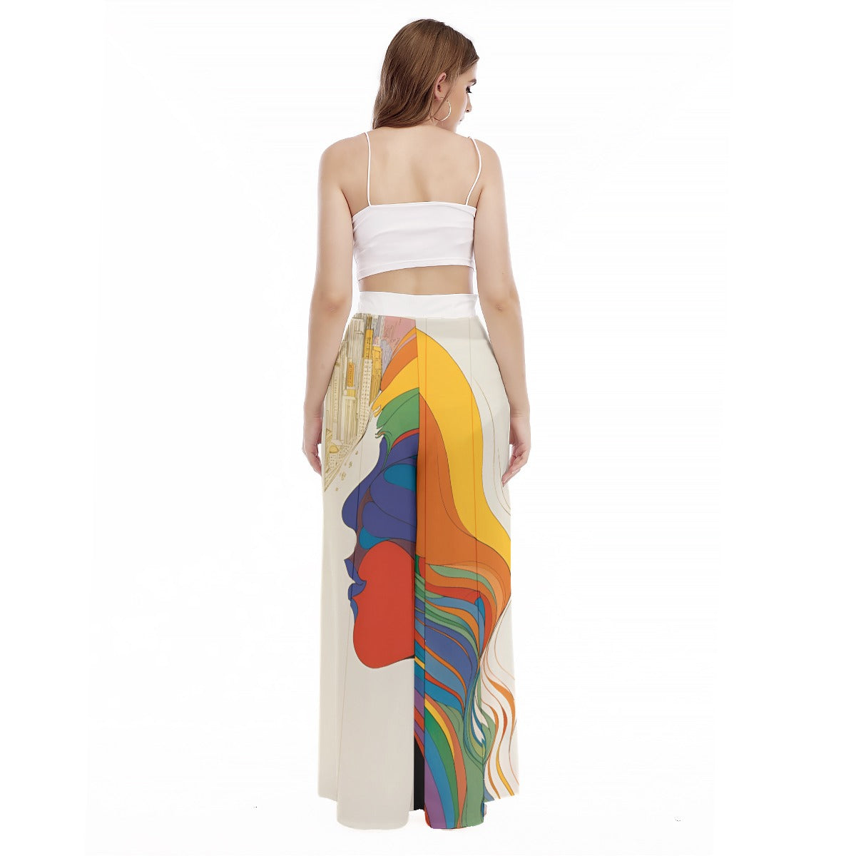 All-Over Print Women's High Waist Wide Leg Trousers Yoycol