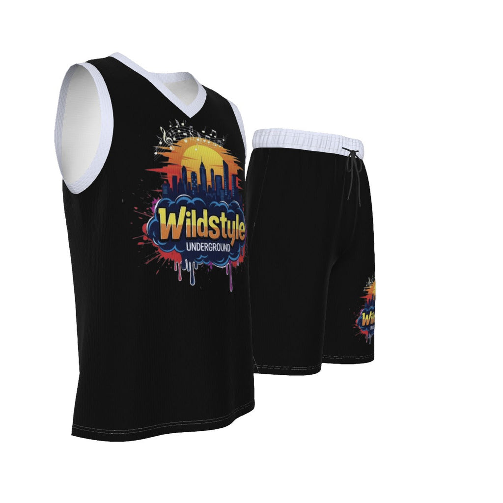 All-Over Print Men's V Neck Basketball Suit Yoycol