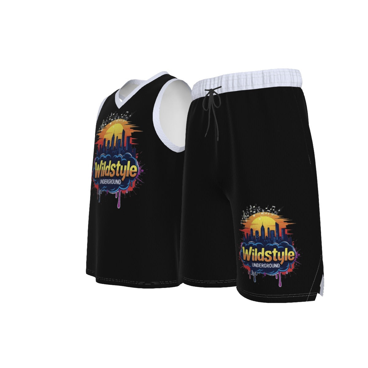 All-Over Print Men's V Neck Basketball Suit Yoycol