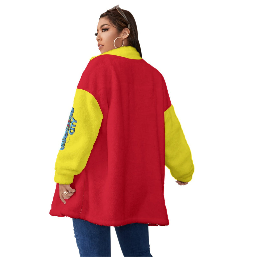 All-Over Print Unisex Borg Fleece Stand-up Collar Coat With Zipper Closure(Plus Size) wildsyle underground