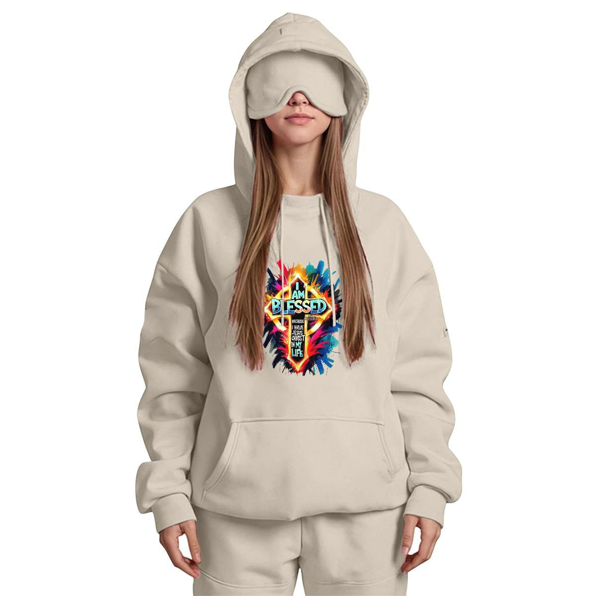 Women's Travel Nap Hoodie with Built-in Eye Mask|DTF Yoycol