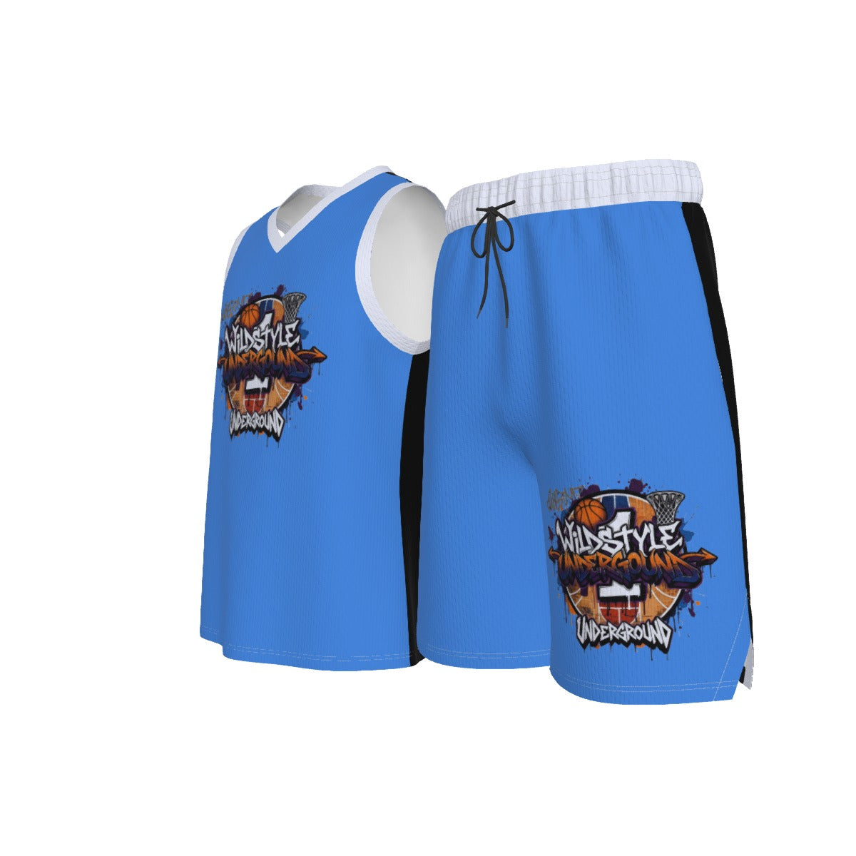 All-Over Print Men's V Neck Basketball Suit Yoycol