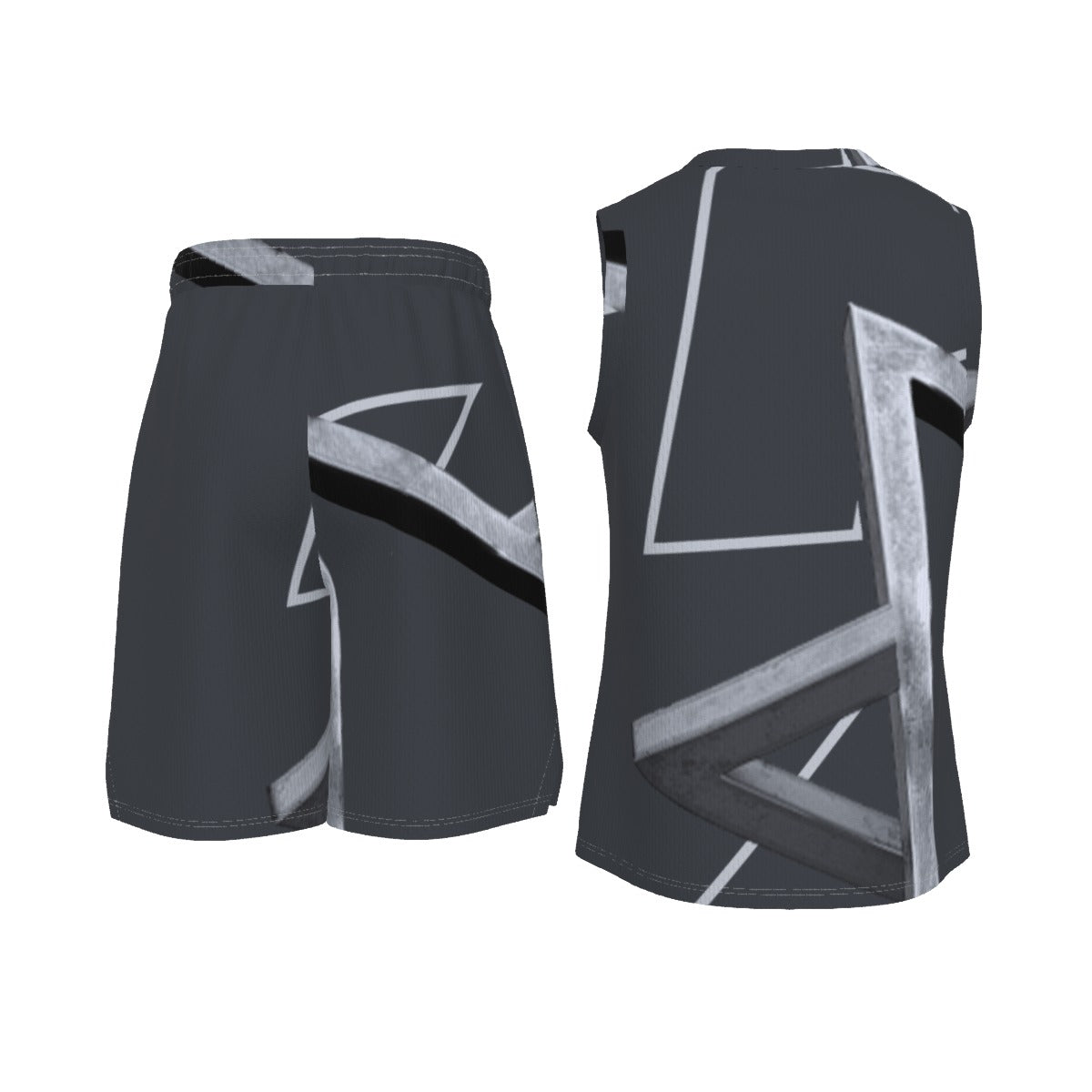 All-Over Print Men's V Neck Basketball Suit Yoycol