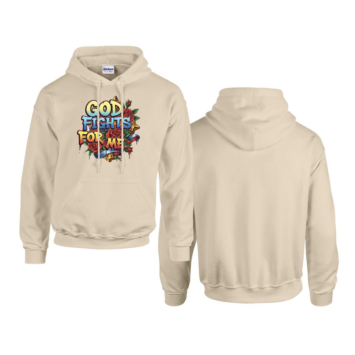 Men's Hoodie Printed in USA |Gildan 18500 Front DTF