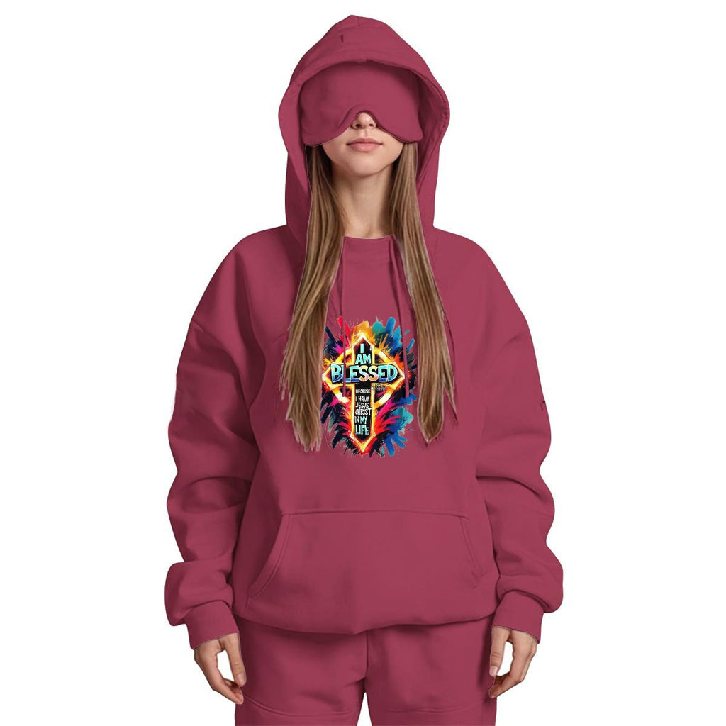 Women's Travel Nap Hoodie with Built-in Eye Mask|DTF Yoycol