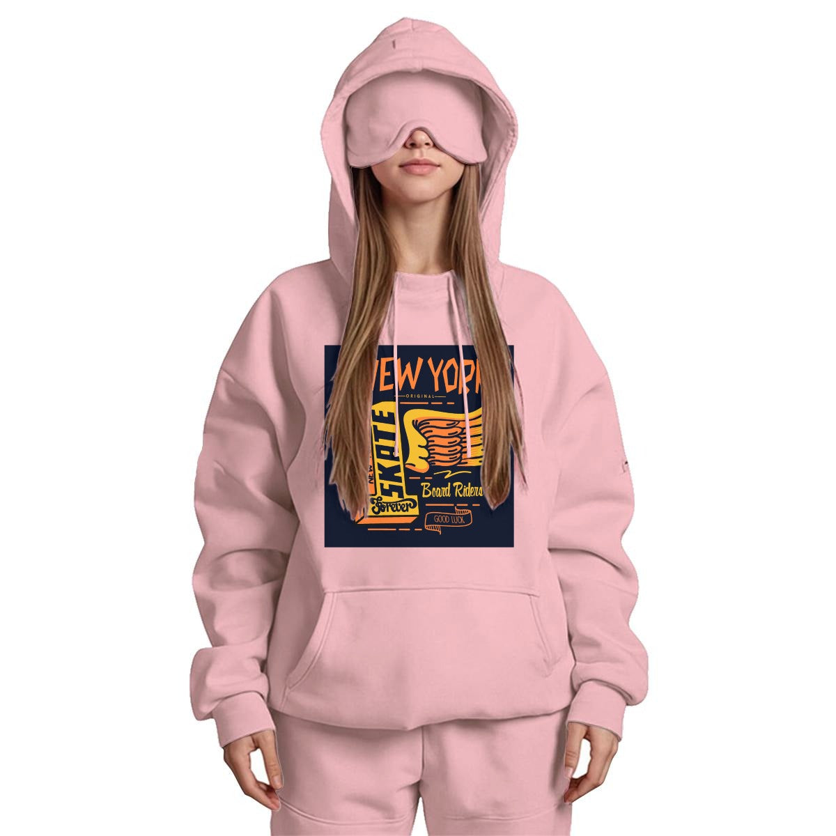 Women's Travel Nap Hoodie with Built-in Eye Mask|DTF Yoycol