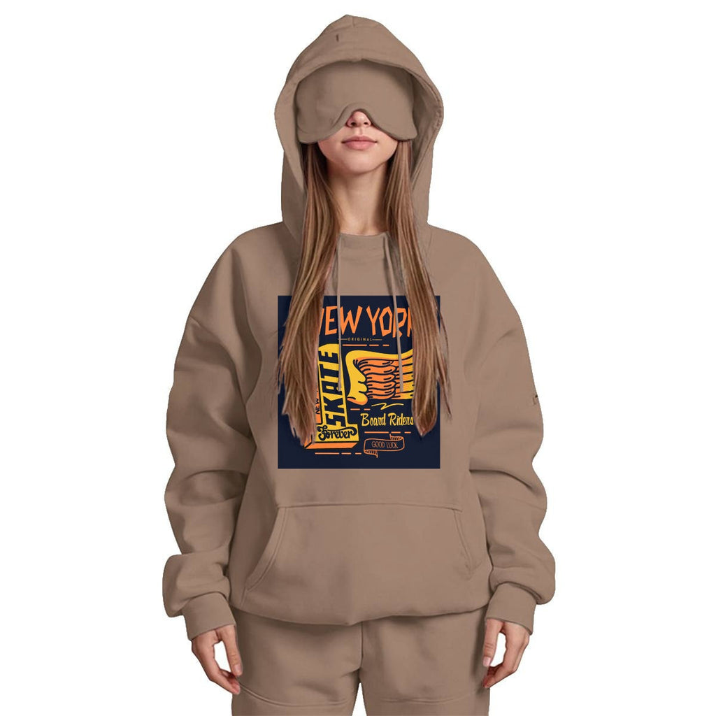 Women's Travel Nap Hoodie with Built-in Eye Mask|DTF Yoycol