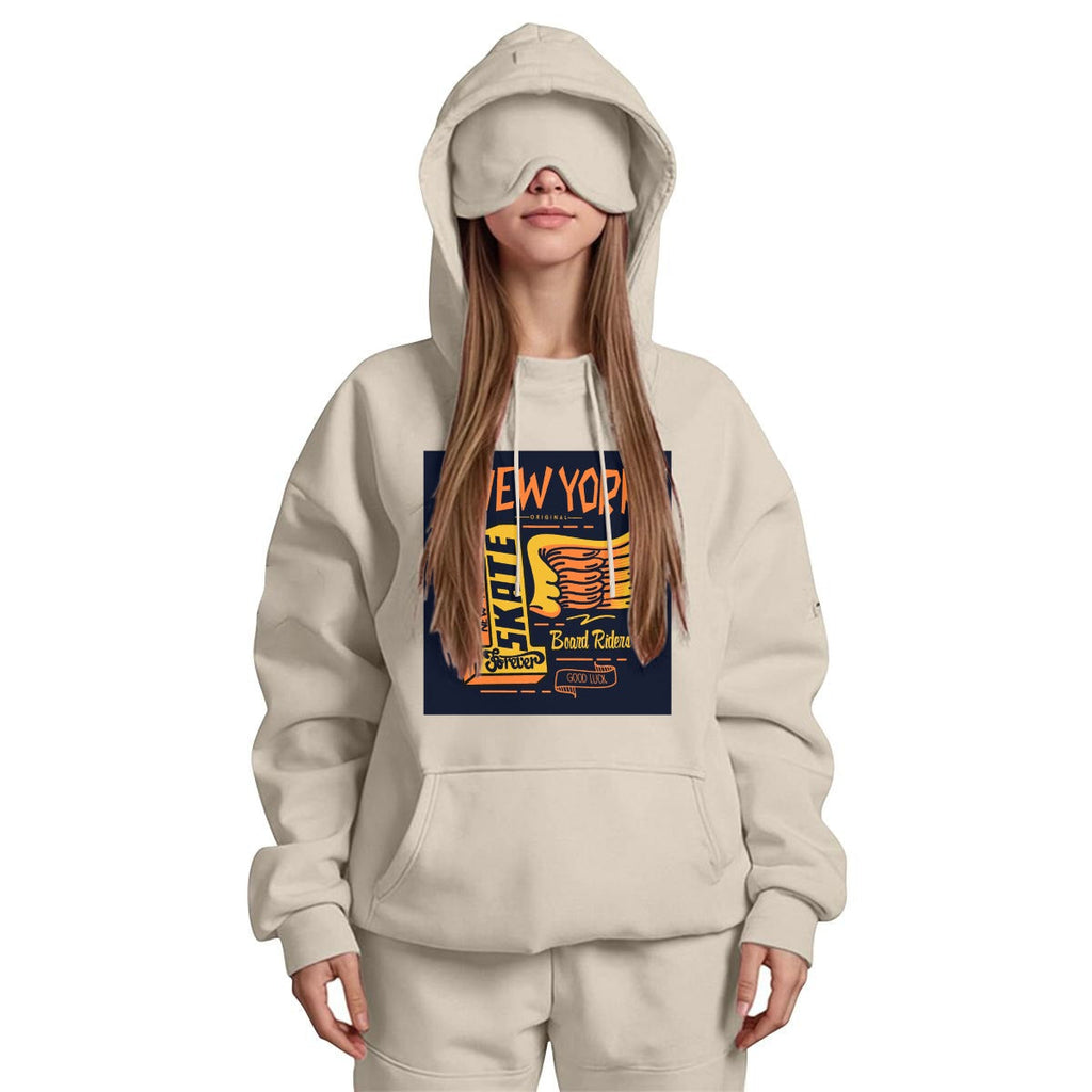 Women's Travel Nap Hoodie with Built-in Eye Mask|DTF Yoycol